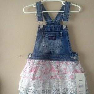 Nwt Toddler girl's Jordache ruffle overall dress
